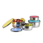 Relaxdays Schüssel Set mit Deckel aus Edelstahl für Küche und Camping