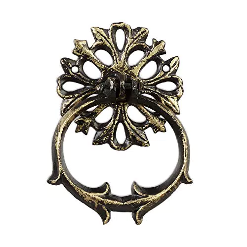 Relaxdays, schwarz/bronze Türklopfer antik, Anschlagring für Haustür