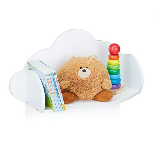 Wolke Wandregal für Kinderzimmer aus MDF - Deko Regal für Bücher - Weiß