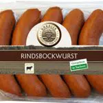 Bio Rindsbockwurst geräuchert aus Buchenholz Räucherofen
