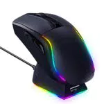 RisoPhy Kabellose Gaming-Maus mit RGB-Ladestation, Tri-Mode, bis zu 20 KDPI, 300 IPS, 1000 Hz, Chroma-RGB, Tastenbeleuchtung.
