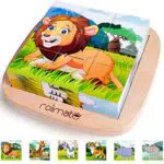 Holzpuzzle 3D Würfelpuzzle Tier-Motive für Kinder ab 2 Jahren - Montessori Lernspielzeug