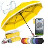 Regenschirm Taschenschirm Sturmfest Automatik Winddichter Doppelverdeck mit Echtholzgriff - Damen und Herren