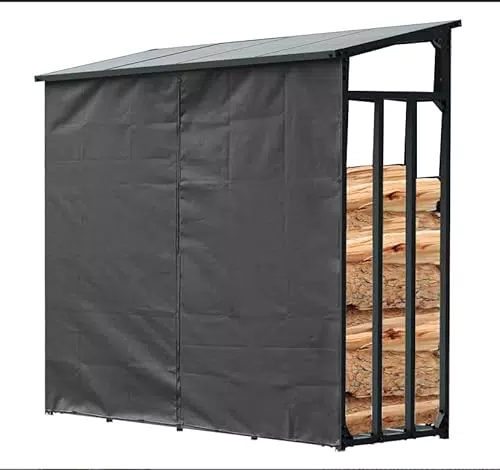 RS Trade Wetterschutz für Kaminholzregal XXL 185 x 70 x 185 cm 100% Aluminium ; Outdoor; Feuerholzregal; Kaminholzlager mit Dach