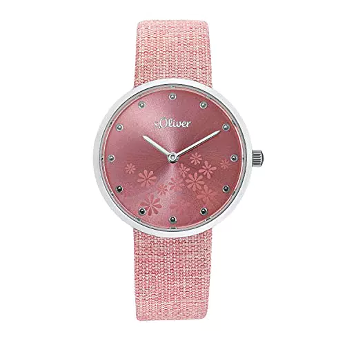 s.Oliver Armbanduhr Damen Quarzuhr Analog, mit Textil Armband
