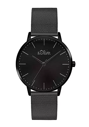 s.Oliver Damen Analog Quarz Armbanduhr mit Leder Armband SO-3442-LQ