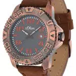 s.Oliver Herren-Armbanduhr Analog Quarz Leder SO-15155-LQR