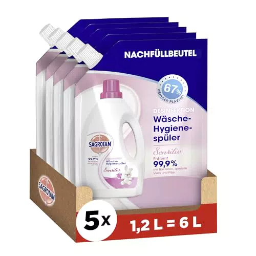 Sagrotan Sensitiv Wäsche-Hygienespüler Nachfüller - Desinfektionsspüler für frische Wäsche