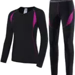 SAGUARO Winter Thermounterwäsche Damen Warm Atmungsaktiv Skiunterwäsche Frauen Funktionsunterwäsche Set Schwarz Gr.44