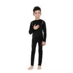SAGUARO Thermounterwäsche Set Kinder Atmungsaktiv Thermoaktiv Skiunterwäsche Funktionswäsche für Mädchen & Jungen Schwarz Gr.158