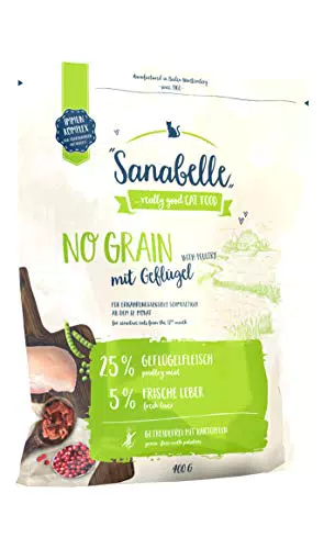 Sanabelle No Grain mit Geflügel, Katzentrockenfutter für ernährungssensible Katzen