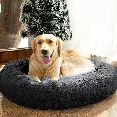 SAVFOX Plüsch Hundebett für kleine, mittlere und große Hunde - Gemütliches Kunstfell Hundebett & Katzenbett, waschbar