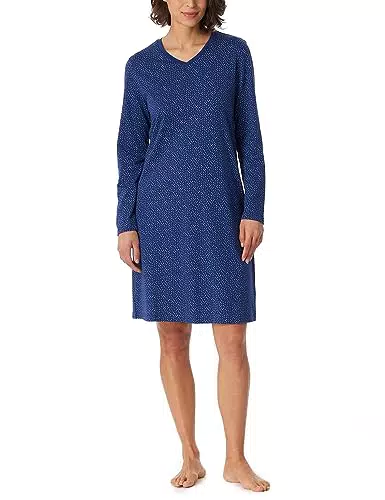 Schiesser Damen Langarm 100% Baumwolle Sleepshirt Bigshirt 100 cm Länge-Nightwear Nachthemd