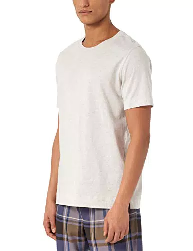 Schiesser Herren T-Shirt Rundhals Pyjamaoberteil, weiß