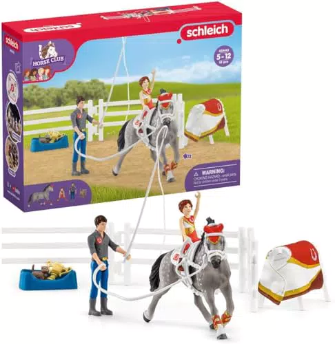 schleich 42443 HORSE CLUB Mias Voltigier-Reitset, 18 Teile Spielset mit schleich Pferde Figur