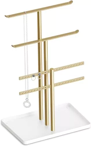 Schmuck Organizer mit 4 Ebenen für Halsketten, Armbänder und Ohrringe