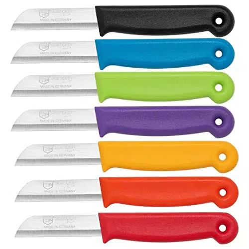 Schwertkrone Schälmesser 7 scharfe Küchenmesser Obstmesser Set Made in Germany Solingen mit Scharfer und Präziser Rostfreier Edelstahl Klinge und Klingenschutz