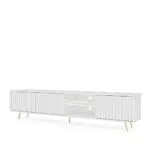 Selsey Bello-TV Lowboard weiß LED-Beleuchtung Lamellenfront goldene Füße