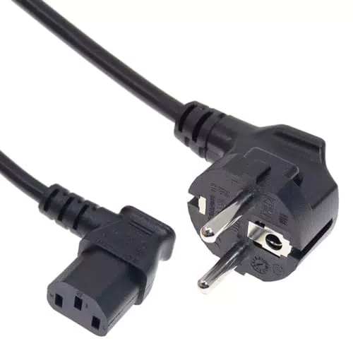 SHAFI Kaltgerätekabel 5M Netzkabel 3 Polig - IEC Kabel C13 Buchse und 90° Schutzkontaktstecker Typ F CEE 7/7 - Euro Stecker Winkel Monitor Power Cable Beamer Drucker PSU PC Stromkabel - 5 Meter