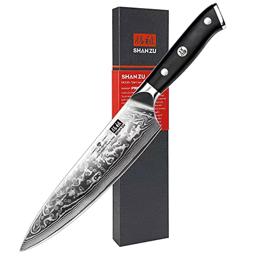 SHAN ZU Damastmesser Kochmesser 67 Schichten Damaststahl G10 Griff 20CM