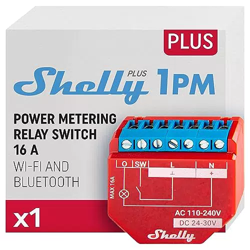 "Shelly Plus WLAN & Bluetooth Relais Schalter für Smart Home Hausautomation mit Strommessung und App-Steuerung"