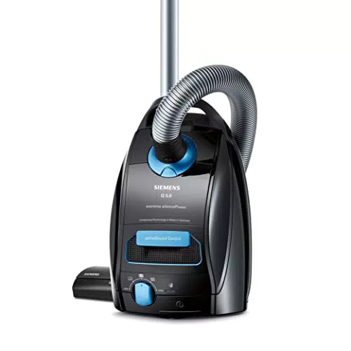 Siemens Staubsauger mit Beutel Q5.0 Extreme SilencePower VSQ5X1230 - Ideal für Allergiker - Hygiene-Filter - Starke Saugleistung - Bodendüse für Parkett, Teppich, Fliesen - Langes Kabel - 850 W - Schwarz.