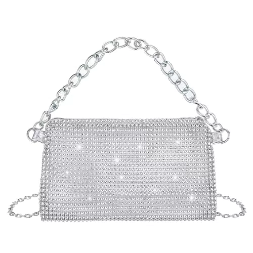 Bling Abend Clutch Bag von simarro - Glitzernde Messenger Bag mit abnehmbarer Kette - Handtasche mit Strass für Frauen - Ideal für Party, Hochzeit und Urlaub.