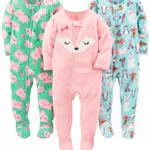 Carter's Baby-Mädchen Schlafstrampler aus flammenhemmendem Fleece mit Füßen, Blau/Green/Rosa, 18 Monate