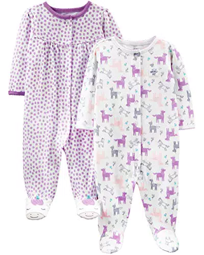 Simple Joys by Carter's Baby Mädchen Schlaf- und Spielanzug aus Baumwolle mit Füßen und Druckknöpfen