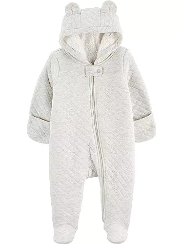 Carter's Baby Fleece-Overall mit Fuß, Unisex - Grau, Neugeborene