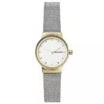 Skagen Damenuhr Freja Lille, Zweizeiger Uhrwerk, 26mm Silbernes Edelstahlgehäuse mit Edelstahl Mesh Armband