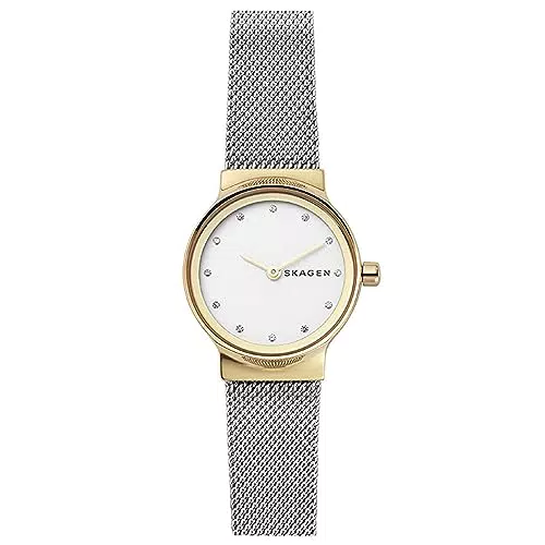 Skagen Damenuhr Freja Lille, Zweizeiger Uhrwerk, 26mm Silbernes Edelstahlgehäuse mit Edelstahl Mesh Armband