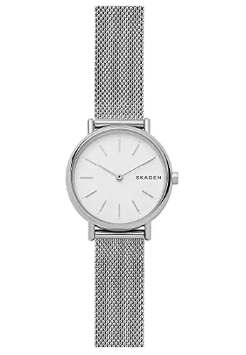 Skagen Damenuhr Signatur, Zweizeiger Uhrwerk, 38mm Rose Gold Edelstahlgehäuse mit einem Eco Lederarmband