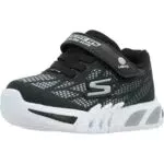 Skechers 400137N BKSL Sneaker, Black Synthetic/Silver Trim