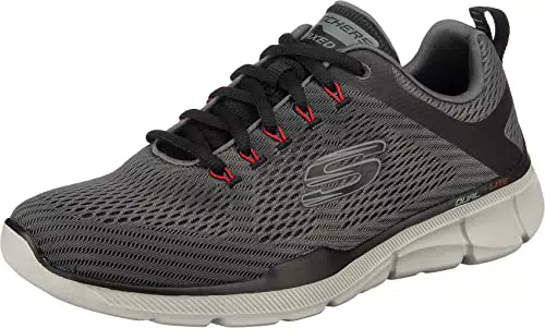 Skechers Herren Equalizer 3.0 Sneaker, Charcoal Mesh Pu Black Trim