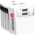 SKROSS Reiseadapter mit 2 USB-Ladebuchsen - Universal Reisestecker mit Anti-Stromschlagschutz