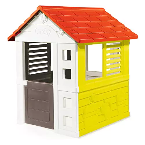 Smoby Lovely Haus - Spielhaus für Kinder drinnen und draußen, Eingangstür und Fenster, Gartenhaus für Jungen und Mädchen ab 2 Jahren.