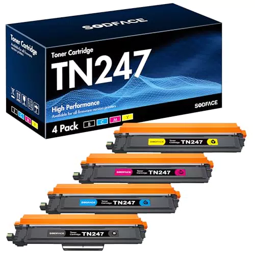 SODFACE TN-243CMYK TN247 Kompatibel für Brother TN 247 TN243 Toner für Brother MFC L3750CDW DCP-L3550CDW MFC-L3770CDW HL-L3210CW HL-L3230CDW MFC-L3730CW