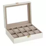 SONGMICS Uhrenbox mit 10 Fächern, Uhrenkasten, Glasdeckel