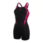 Speedo Damen Hyperboom Splice Legsuit Schwimmanzug, Schwarz/Rosa