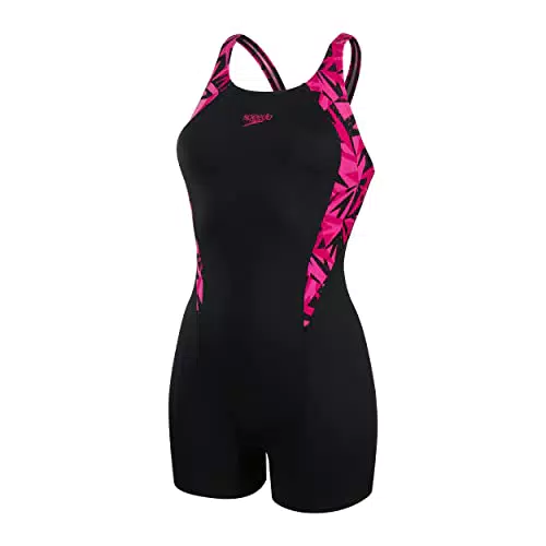 Speedo Damen Hyperboom Splice Legsuit Schwimmanzug, Schwarz/Rosa