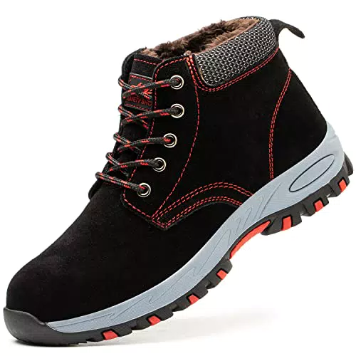 SROTER Damen Herren Arbeitsschuhe Stahlkappe Wasserdicht Gefüttert Sicherheitsschuhe Schneestiefel Trekking Wanderschuhe Winterschuhe Stiefel Trekking Schuhe