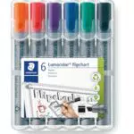 STAEDTLER Flipchart Marker Lumocolor - Keilspitze, lange Lebensdauer, nachfüllbar - Made in Germany - Set mit 6 Farben