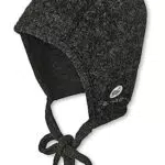 Sterntaler Baby Jungen Häubchen Baby Häubchen Wolle Mütze meliert - Baby Häubchen - aus weicher Merino Wolle mit Bindeband - hellgrau
