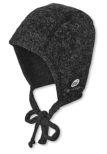 Sterntaler Baby Jungen Häubchen Baby Häubchen Wolle Mütze meliert - Baby Häubchen - aus weicher Merino Wolle mit Bindeband - hellgrau