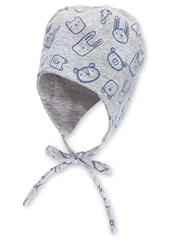 Sterntaler Baby Jungen Mütze Baby Wende Tiergesichter/Uni Mütze - Mütze Baby - aus Jersey mit Eseln und Bindeband - mehrfarbig
