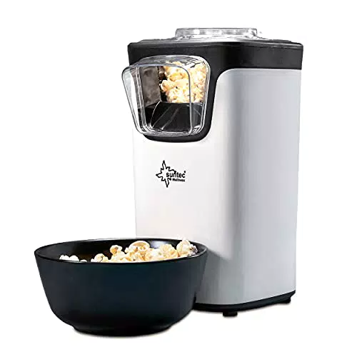 SUNTEC Heißluft Popcornmaschine POP-8618 | Popcorn ohne Fett und Öl | Süß oder salzig | Für Zuhause