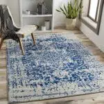 Surya Syracusa Vintage Teppich - Orientalischer Boho Teppich für Wohnräume - Kurzflor Teppich in Blau