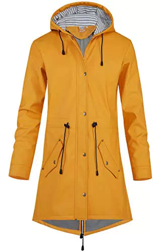 SWAMPLAND Damen PU Regenjacke Mit Kapuze Wasserdicht Übergangsjacke Regenmantel
