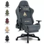 Symino Gaming Stuhl aus Alcantara mit Fußstütze - Ergonomischer Bürostuhl in Grau